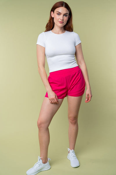 Practical in Pink Full Size High Waisted Knit Shorts