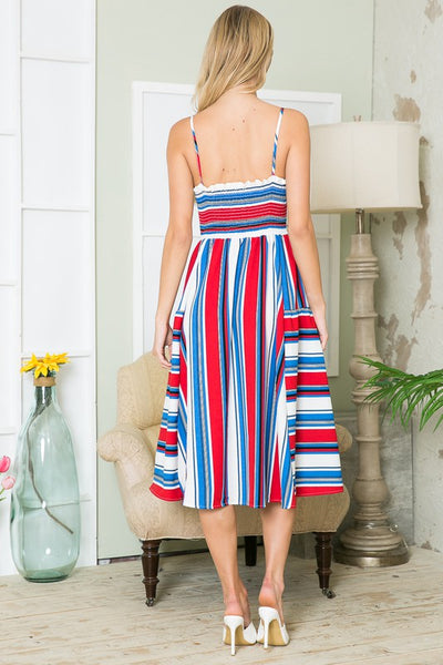 Chasing Wildflowers Cut Out Stripe Dress with Pockets