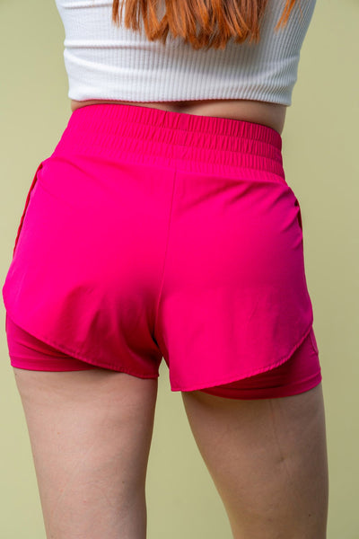Practical in Pink Full Size High Waisted Knit Shorts