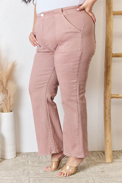 RISEN Mauve Full Size High Rise Ankle Flare Jeans