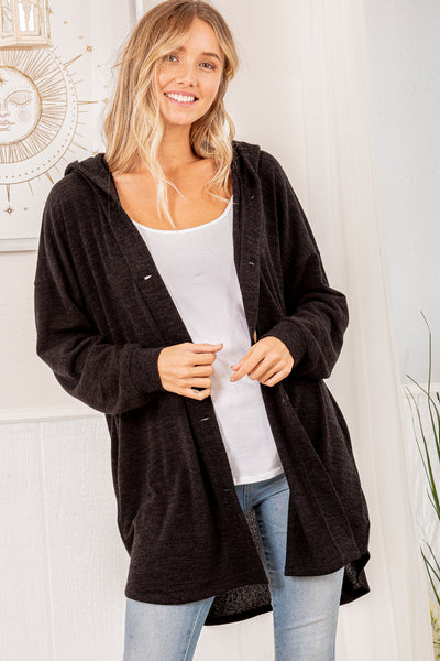 Hooded Button Down Cardigan