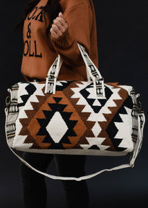 Cream, Black, Brown & Tan Aztec Duffel Bag