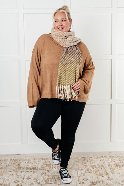Cold Front Fringe Scarf in Blue and Green - Ruby Rebellion