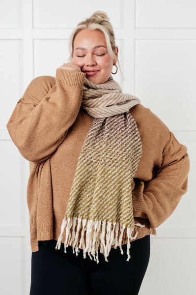 Cold Front Fringe Scarf in Blue and Green - Ruby Rebellion