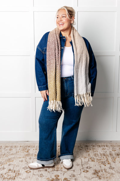 Cold Front Fringe Scarf in Blue and Green - Ruby Rebellion