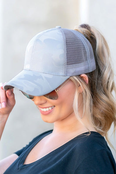 Camo Messy Bun Ponytail Hat