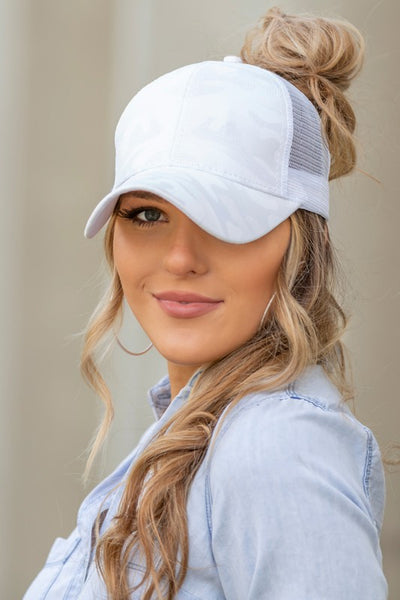 Camo Messy Bun Ponytail Hat