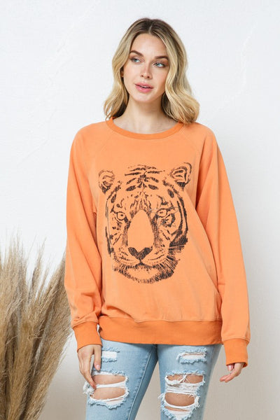 French Terry Tiger Studded Star Graphic Sweatshirt