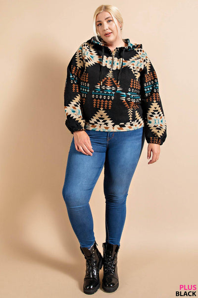 Mountain Retreat Black Aztec Hoodie