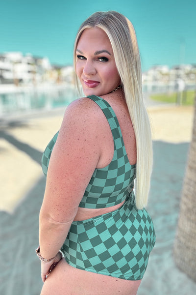 Bali Checkered High Waisted Swim Bottoms - Ruby Rebellion