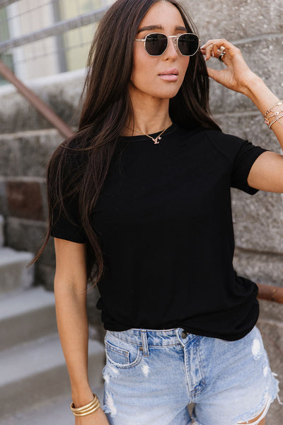 Ampersand Ave Ribbed Lulu Tee - Noir