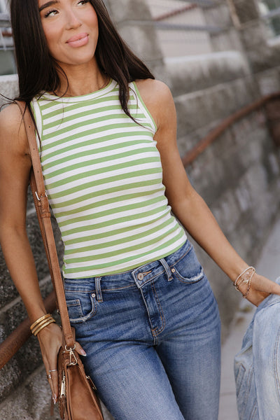 Ampersand Ave Stripe Tank - Lime
