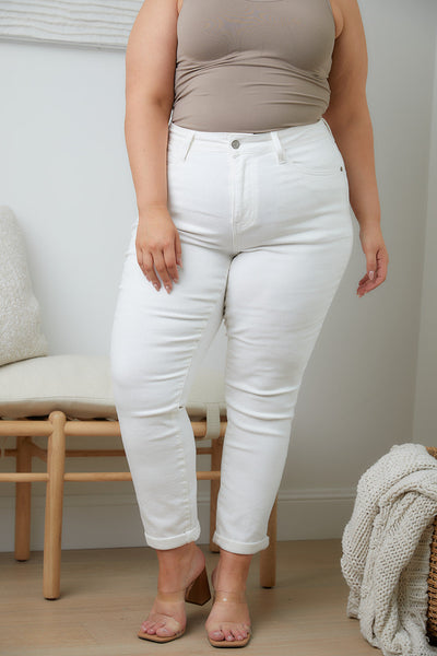Cheryl High Rise Cuffed Boyfriend Jeans - Ruby Rebellion