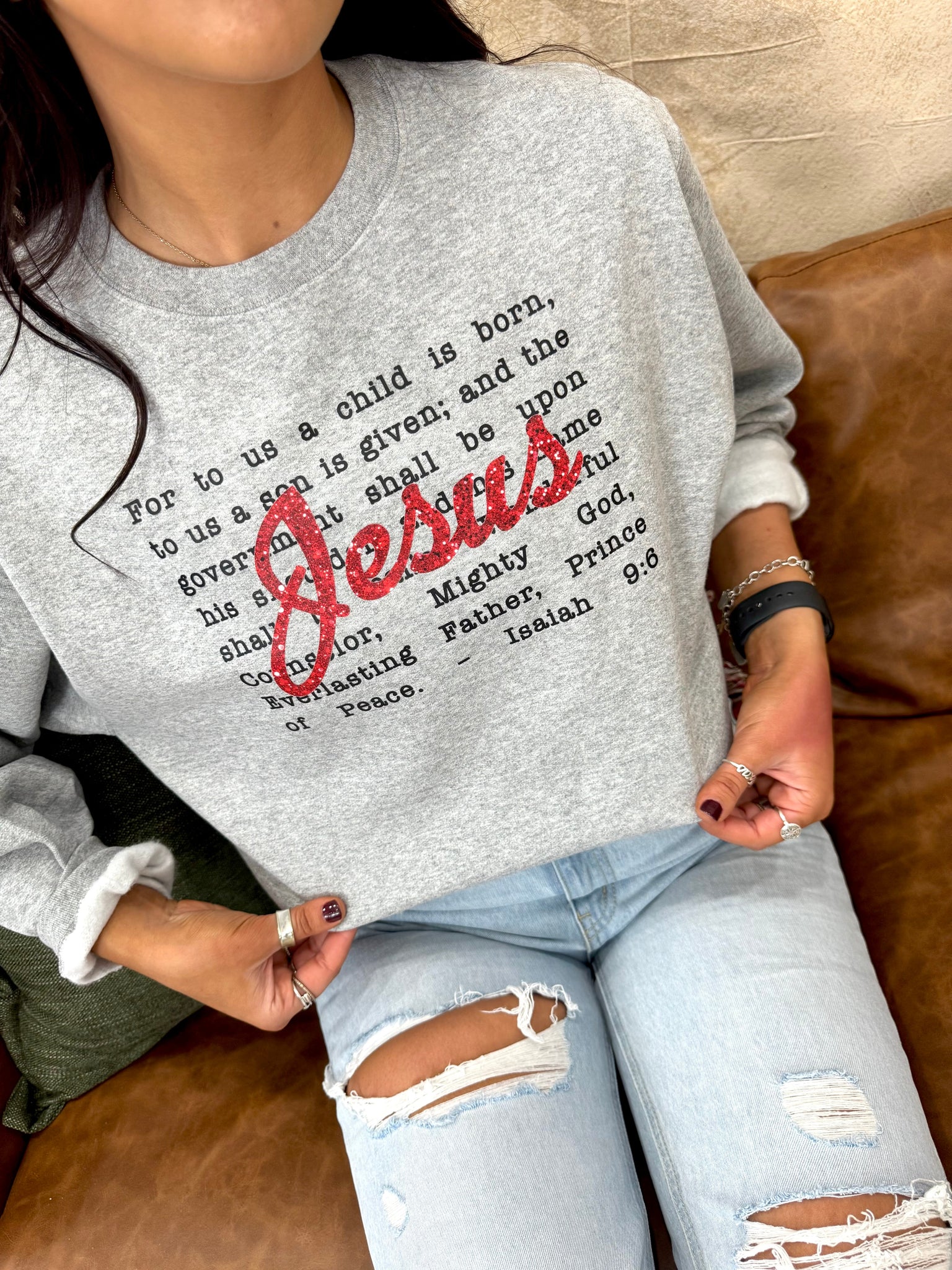 Faux Glitter Jesus Graphic Tee or Sweatshirt