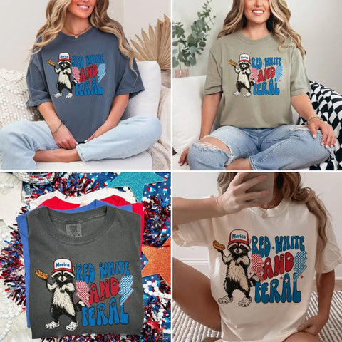 Red White & Feral Tee