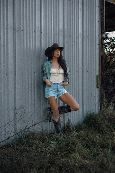 Saylor Distressed Denim Shorts - Light Wash