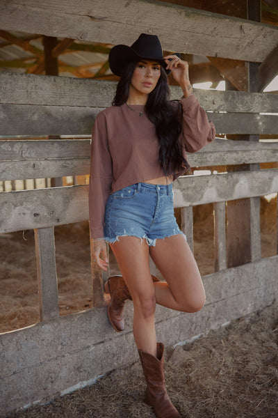 Saylor Distressed Denim Short - Medium Wash