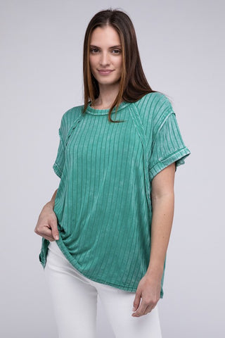 She's A Babe Ribbed Raglan Dolman Sleeve Top