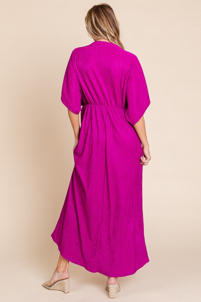 BOMBOM Surplice Maxi Dress with Pockets Ruby Rebellion BOMBOM Surplice Maxi Dress with Pockets Ruby Rebellion