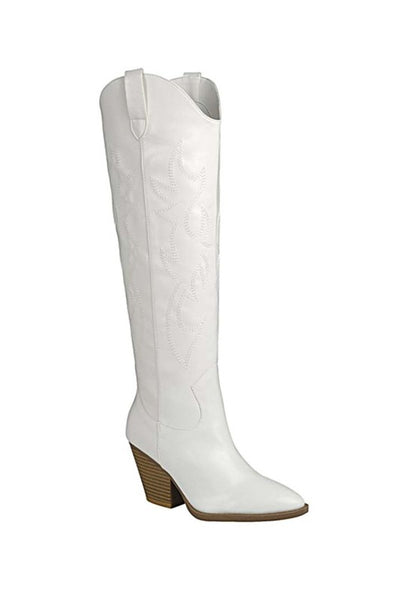 RIVER KNEE HIGH WESTERN BOOTS - AVAILABLE IN BLACK OR WHITE!