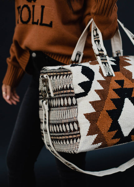 Cream, Black, Brown & Tan Aztec Duffel