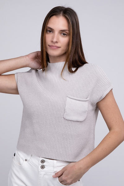 Mock Neck Short Sleeve Cropped Sweater - 4 Colors!