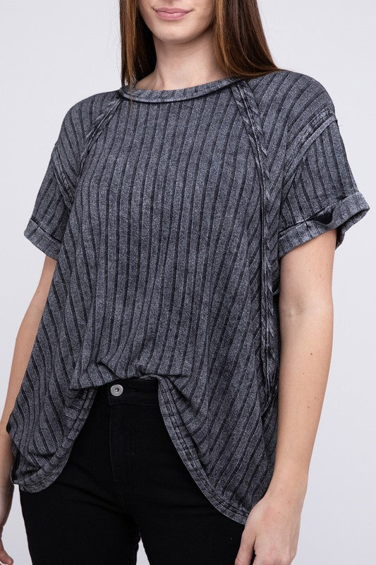 She's A Babe Ribbed Raglan Dolman Sleeve Top
