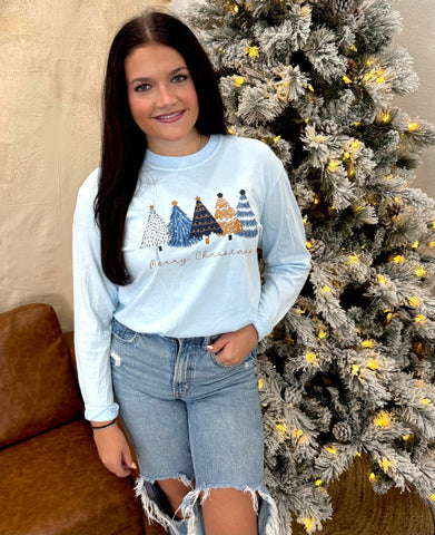 Blue Christmas Short or Long Sleeve Graphic Tee