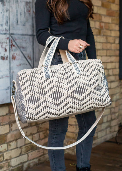 Grey & Cream Aztec Duffel Bag