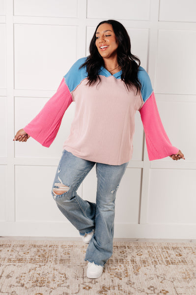 A-Tisket A-Tasket Color Block Pullover - Ruby Rebellion