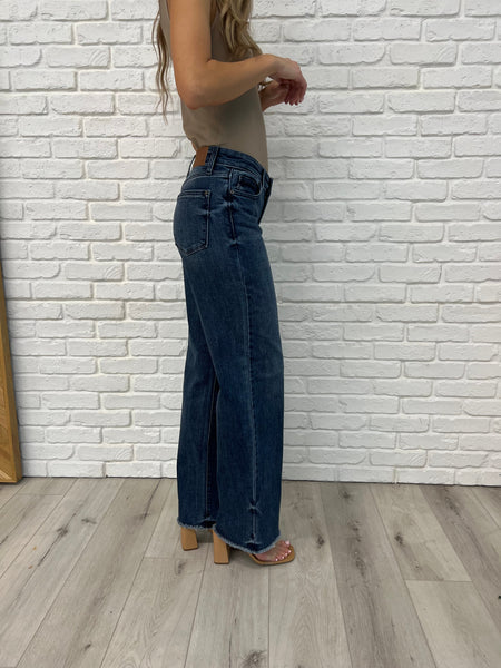 Addie Mid Rise Vintage Wash Wide Leg Jeans - Ruby Rebellion