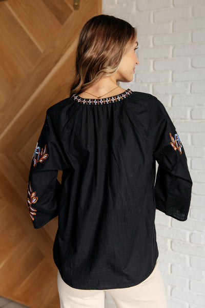 All In Me Embroidered V-Neck Blouse - Ruby Rebellion