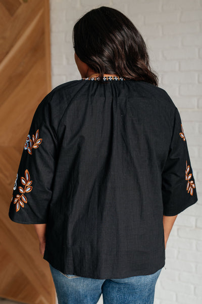 All In Me Embroidered V-Neck Blouse - Ruby Rebellion