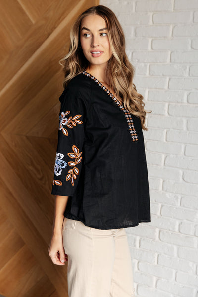 All In Me Embroidered V-Neck Blouse - Ruby Rebellion