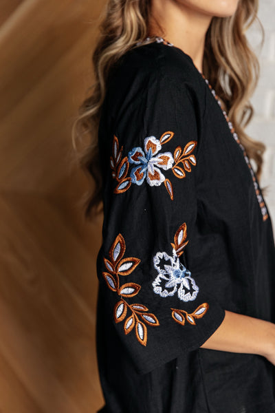 All In Me Embroidered V-Neck Blouse - Ruby Rebellion