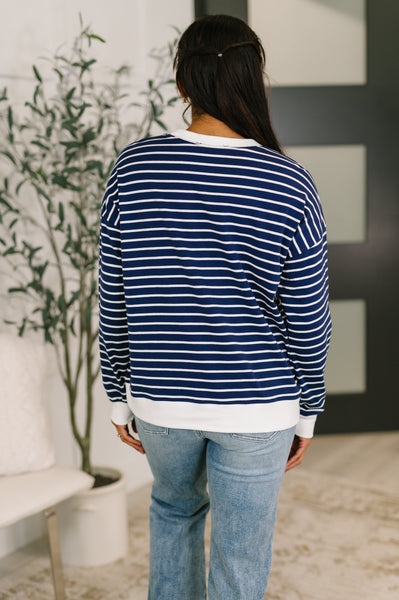 Almost Therapeutic Drop Shoulder Pullover in Navy - Ruby Rebellion