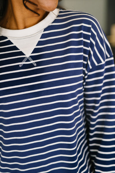 Almost Therapeutic Drop Shoulder Pullover in Navy - Ruby Rebellion