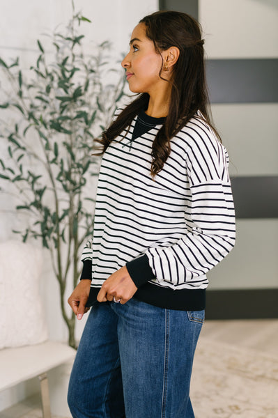 Almost Therapeutic Drop Shoulder Pullover in White and Black - Ruby Rebellion