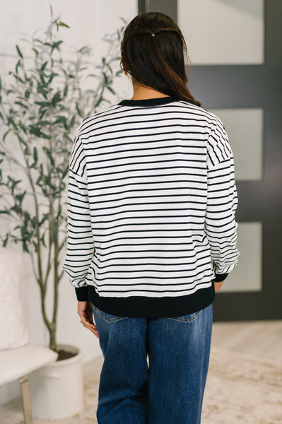 Almost Therapeutic Drop Shoulder Pullover in White and Black - Ruby Rebellion