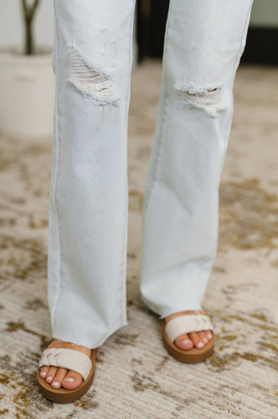 Alyse Mid Rise Destroy & Fray Hem Bootcut - Ruby Rebellion