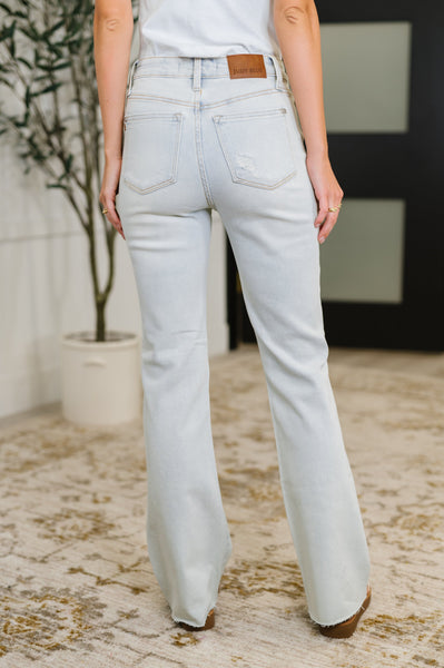 Alyse Mid Rise Destroy & Fray Hem Bootcut - Ruby Rebellion