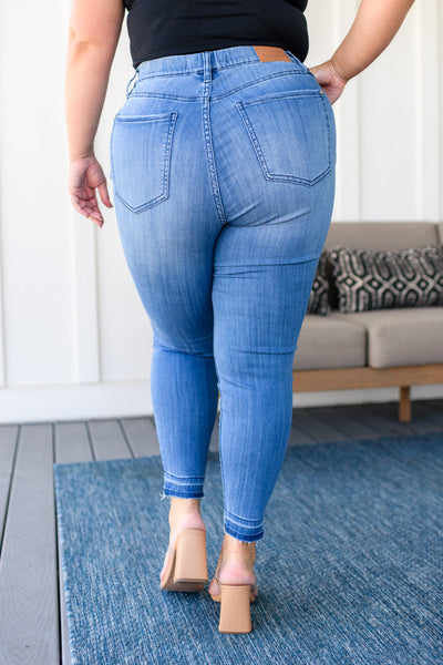 Amanda High Rise Pull on Release Hem Skinny Jeans - Ruby Rebellion