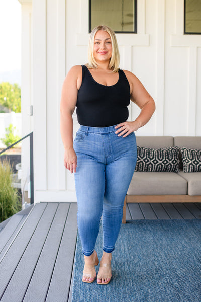 Amanda High Rise Pull on Release Hem Skinny Jeans - Ruby Rebellion