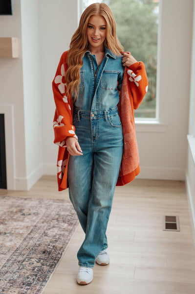 Enough Anyways Floral Cardigan in Burnt Orange - Ruby Rebellion