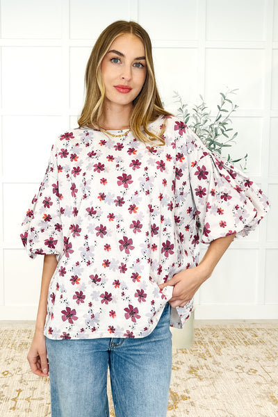 Blossom Breeze Balloon Sleeve Blouse - Ruby Rebellion