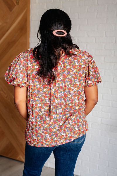 Bohemian Moment Floral Mock Neck Blouse - Ruby Rebellion