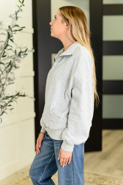 Bonbon Delight Half Zip Pullover in Grey - Ruby Rebellion