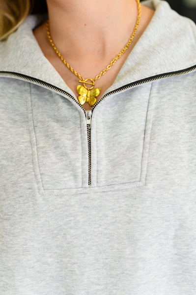 Bonbon Delight Half Zip Pullover in Grey - Ruby Rebellion