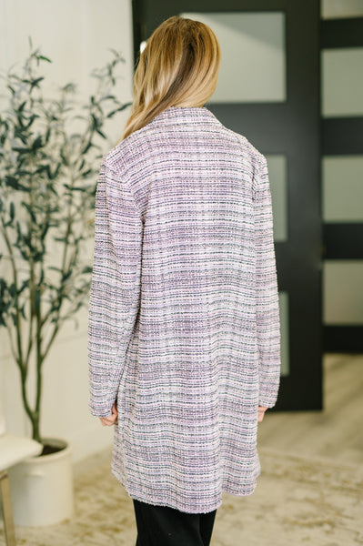 Brixton Tweed Midi Blazer in Lavender Ivory - Ruby Rebellion