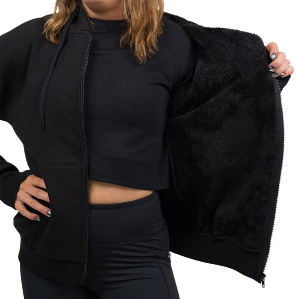 Fleece Zip Up | Black - Ruby Rebellion